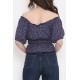 Bel Lastikli Crop Bluz İndigo - 18493.1153.