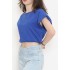 Beli Lastikli Crop Tişört Saks - 16552.1567.