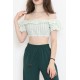 Çizgili Crop Bluz Yeşil - 18426.631.