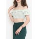 Çizgili Crop Bluz Yeşil - 18426.631.