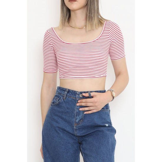 Çizgili Crop Bluz Pembe - 80051.1059.