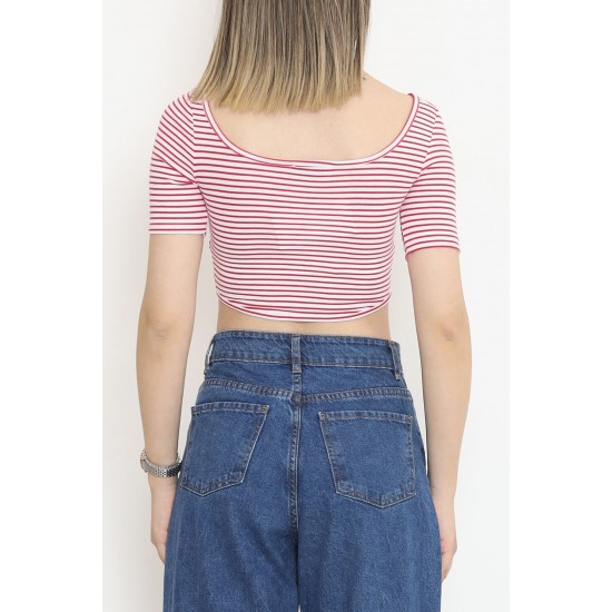 Çizgili Crop Bluz Pembe - 80051.1059.