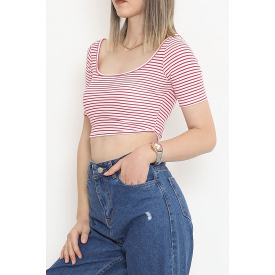 Çizgili Crop Bluz Pembe - 80051.1059.