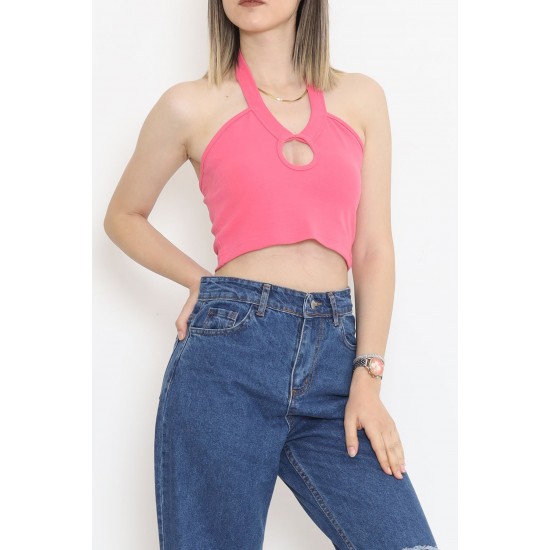 Göğüs Dekolteli Crop Bluz Pembe - 18404.1059.