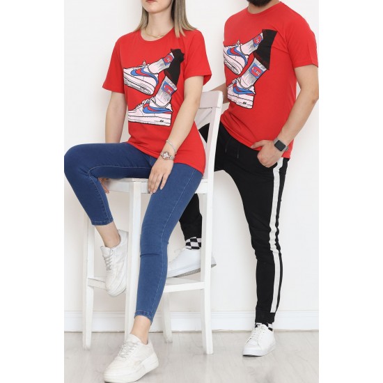 Baskılı Unisex Tişört Kırmızı - 20207.1778.