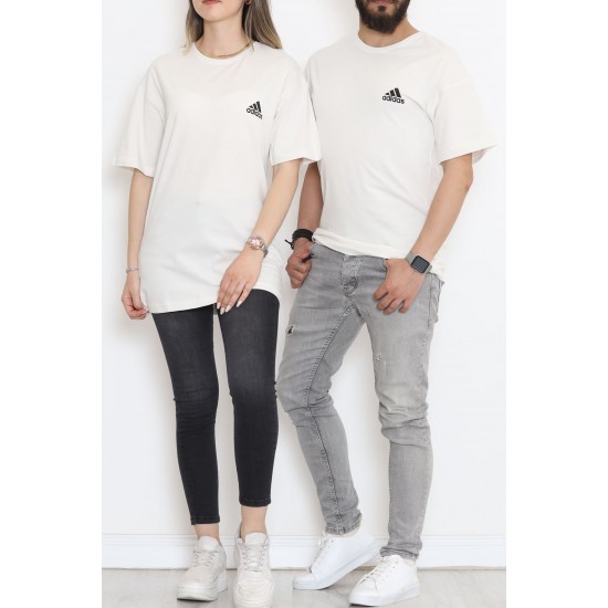 Baskılı Unisex Tişört Ekru - 20206.1778.