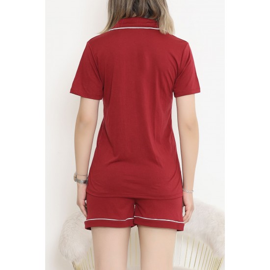 Şortlu Pijama Takımı Bordo - 708.1287.