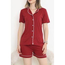 Şortlu Pijama Takımı Bordo - 708.1287.