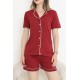 Şortlu Pijama Takımı Bordo - 708.1287.