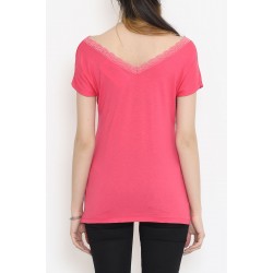 Yakası Dantelli Bluz Pembe - 11541.599.