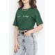 Beli Lastikli Crop Tişört Zümrüt - 16550.1567.