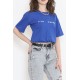 Beli Lastikli Crop Tişört Saks - 16550.1567.