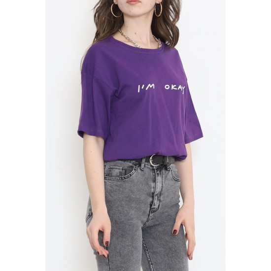 Beli Lastikli Crop Tişört Mor - 16550.1567.