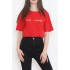 Beli Lastikli Crop Tişört Kırmızı - 16550.1567.