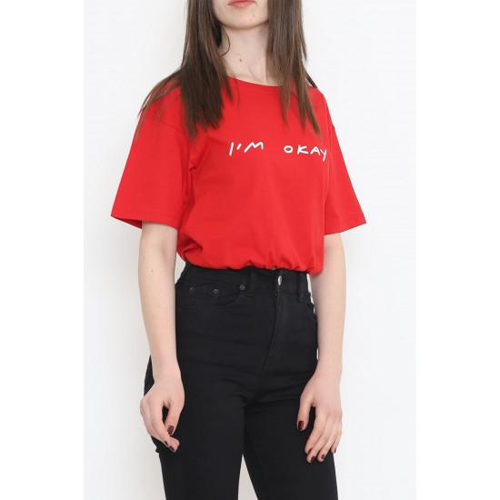 Beli Lastikli Crop Tişört Kırmızı - 16550.1567.