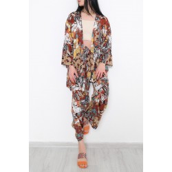 Kimono Takım Bejdesenli - 10553.1095.