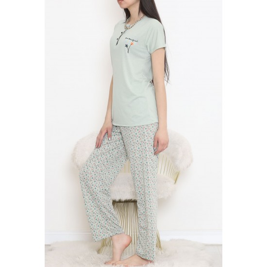 Düğmeli Pijama Takımı Açıkmint - 704.1287.