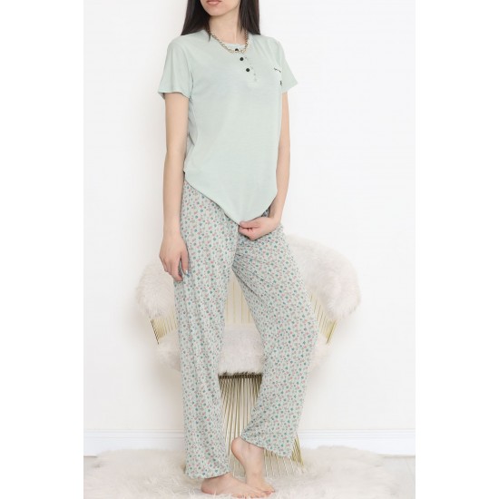 Düğmeli Pijama Takımı Açıkmint - 704.1287.