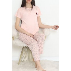 Düğmeli Pijama Takımı Açıksomon - 704.1287.