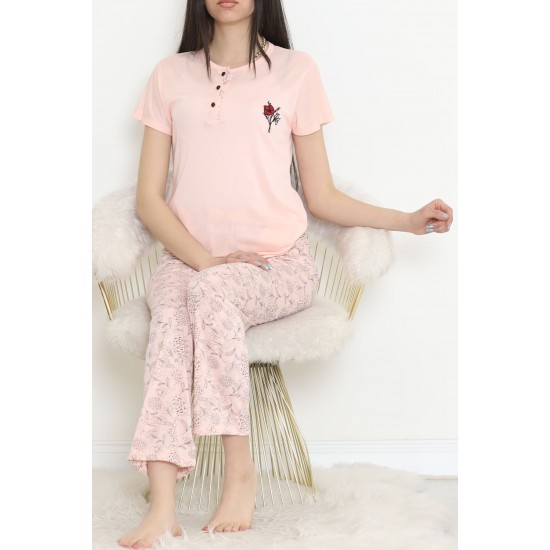 Düğmeli Pijama Takımı Açıksomon - 704.1287.