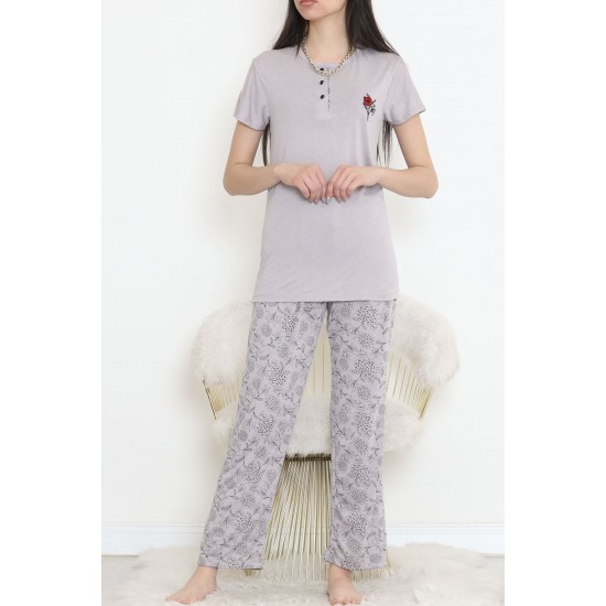 Düğmeli Pijama Takımı Vizon2 - 704.1287.