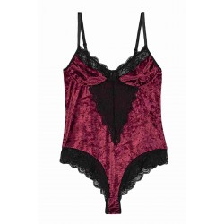 Kadife Bodysuit Gecelik Bordo - 10030.1834.