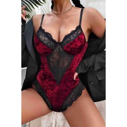 Kadife Bodysuit Gecelik Bordo - 10030.1834.