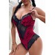 Kadife Bodysuit Gecelik Bordo - 10030.1834.