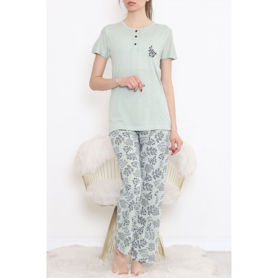 Düğmeli Pijama Takımı Mint - 704.1287.