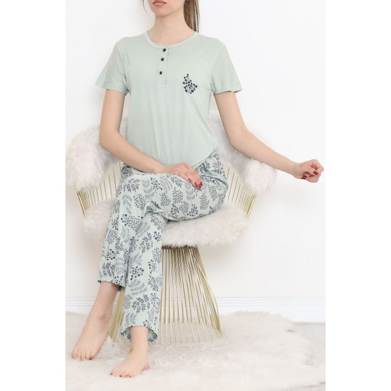 Düğmeli Pijama Takımı Mint - 704.1287.