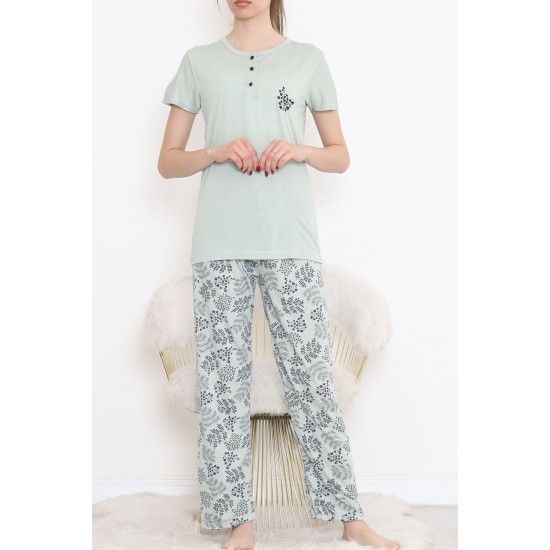 Düğmeli Pijama Takımı Mint - 704.1287.