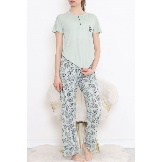 Düğmeli Pijama Takımı Mint - 704.1287.