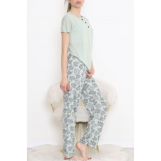 Düğmeli Pijama Takımı Mint - 704.1287.