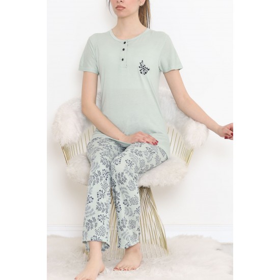 Düğmeli Pijama Takımı Mint - 704.1287.