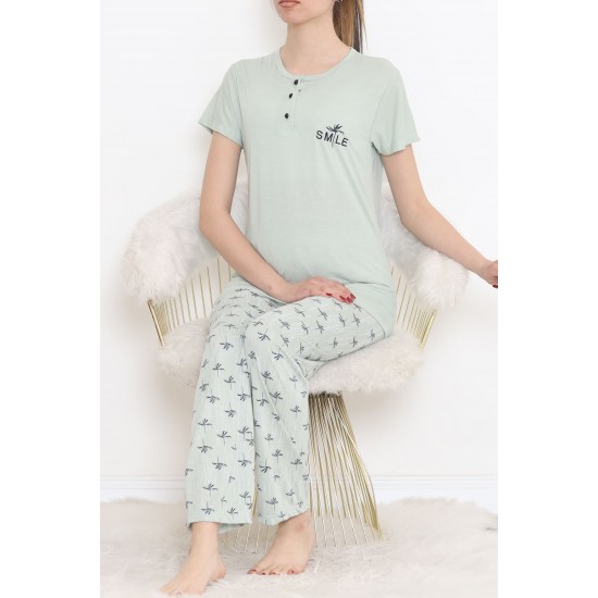 Düğmeli Pijama Takımı Mintlaci - 704.1287.