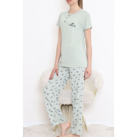 Düğmeli Pijama Takımı Mintlaci - 704.1287.