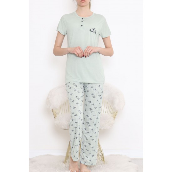 Düğmeli Pijama Takımı Mintlaci - 704.1287.