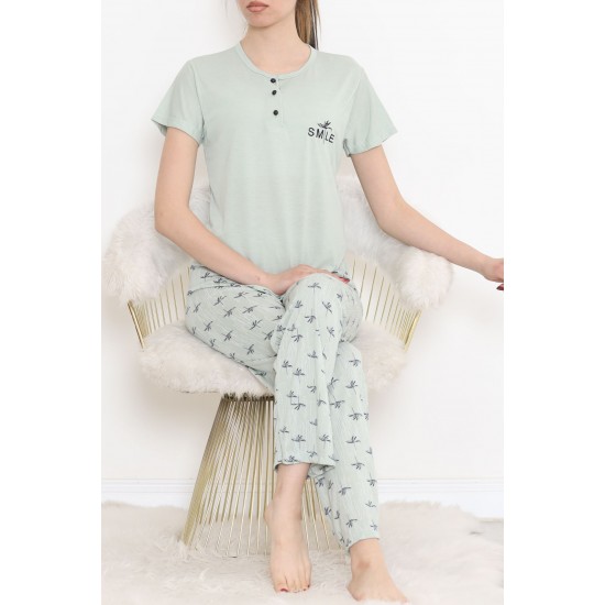 Düğmeli Pijama Takımı Mintlaci - 704.1287.