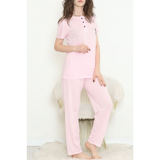 Düğmeli Pijama Takımı Ekrupembe - 704.1287.