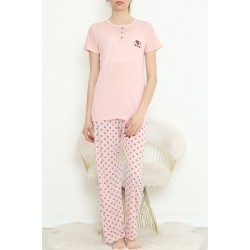 Düğmeli Pijama Takımı Pembe - 704.1287.