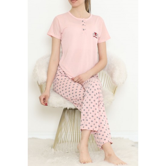 Düğmeli Pijama Takımı Pembe - 704.1287.