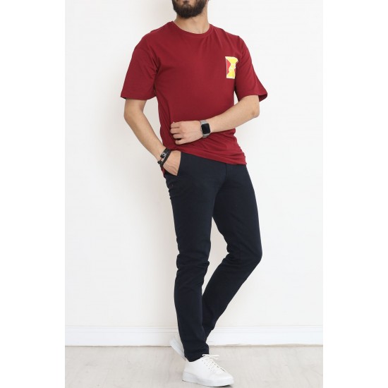 Baskılı Unisex Tişört Bordo - 20203.1778.