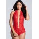 Özel Bölgesi Açık Fantezi Bodysuit Kırmızı - 3049.1364.