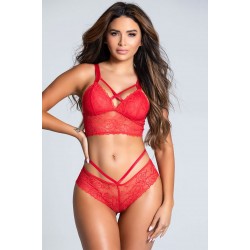 Dantelli İpli Bralet Sütyen Takım Kırmızı - 3050.1364.