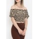 Bel Lastikli Crop Bluz Leopar - 18493.1153.