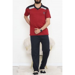 Erkek Pijama Takımı Bordo - 980.1838.