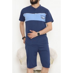 Erkek Şortlu Pijama Takımı İndigo - 995.1838.