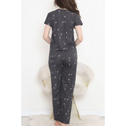 Desenli Pijama Takımı Siyahyeşil - 130.1287.