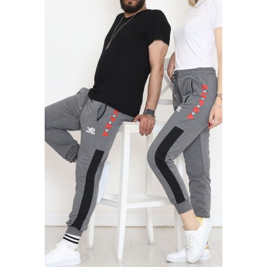 Baskılı Unisex Eşofman Altı Koyugri - 18539.1820.