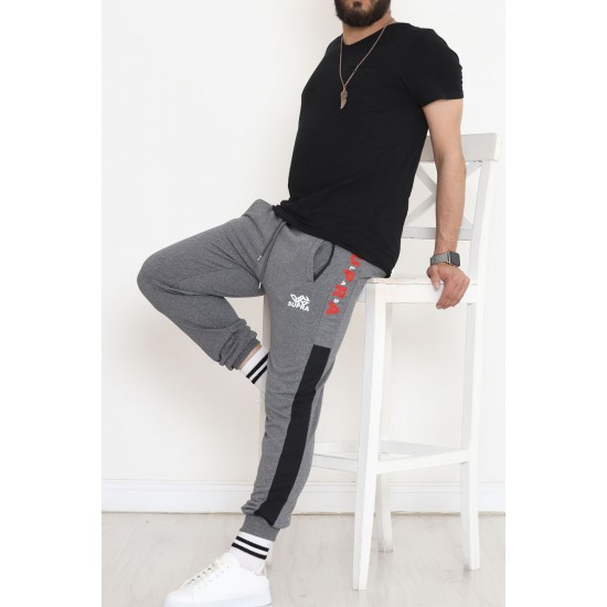 Baskılı Unisex Eşofman Altı Koyugri - 18539.1820.